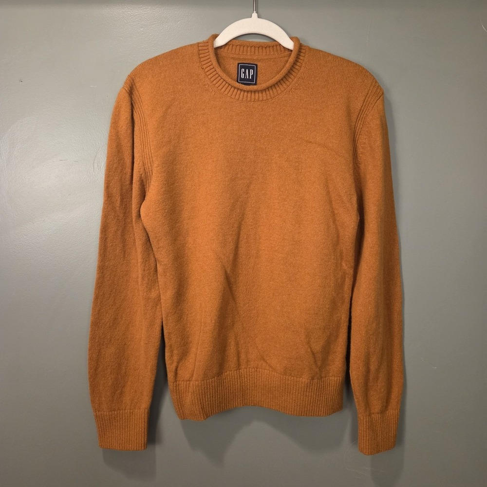 Gap Men's Crewneck Pullover Knit Sweater Cotton & Wool, Size M, Orange